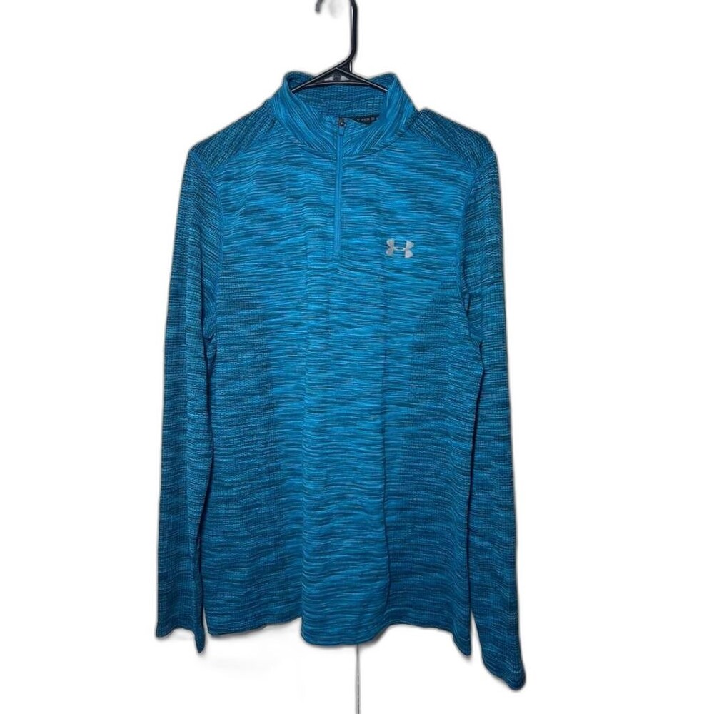 Under Armour Threadborne 1-4 Quarter Zip Pullover Men's Large Teal Long Sleeve